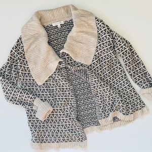 Ellen Tracy Women’s Wool Blend Gray/Tan Cardigan Sweater